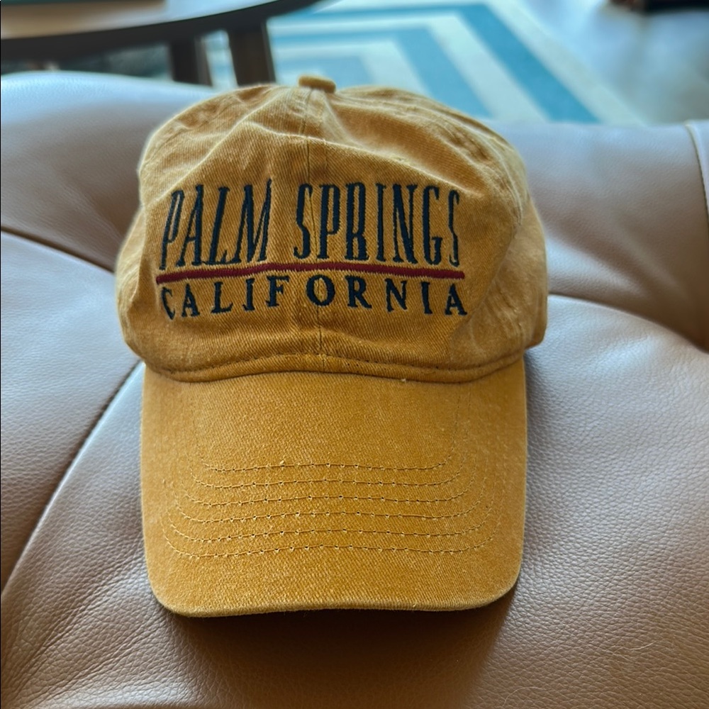 Vintage Retro 90’s Palm Springs California Mustard Yellow OS Adjustable Hat
